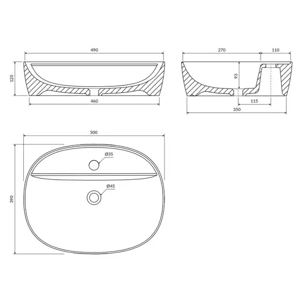 умывальник Omnires Atlanta 50x39 white (ATLANTA505BP)