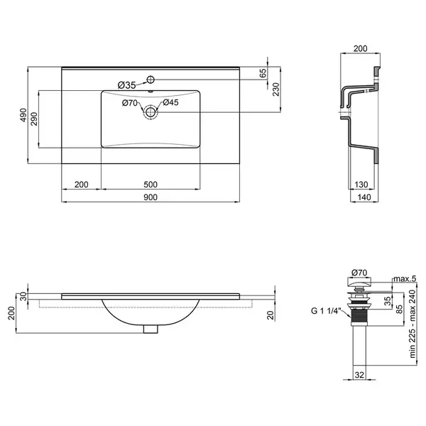 Раковина Qtap Albatross E49 900х490х200 White с донным клапаном QT01119090E49W Раковина Qtap Albatross E49 900х490х200 White с донным клапаном QT01119090E49W