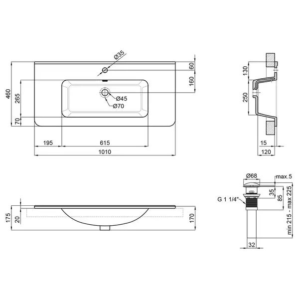 Раковина Qtap Albatross 9H 1000х460х180 White с донным клапаном QT01119100HW Раковина Qtap Albatross 9H 1000х460х180 White с донным клапаном QT01119100HW