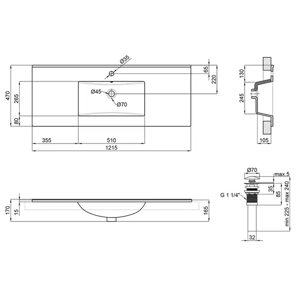 Раковина Qtap Albatross E 1200х460х180 White с донным клапаном QT01119120EW Раковина Qtap Albatross E 1200х460х180 White с донным клапаном QT01119120EW