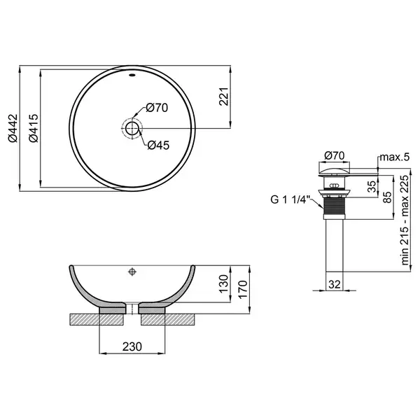 Раковина-чаша Qtap Amazon 430х430х160 White с донным клапаном QT02117043NW