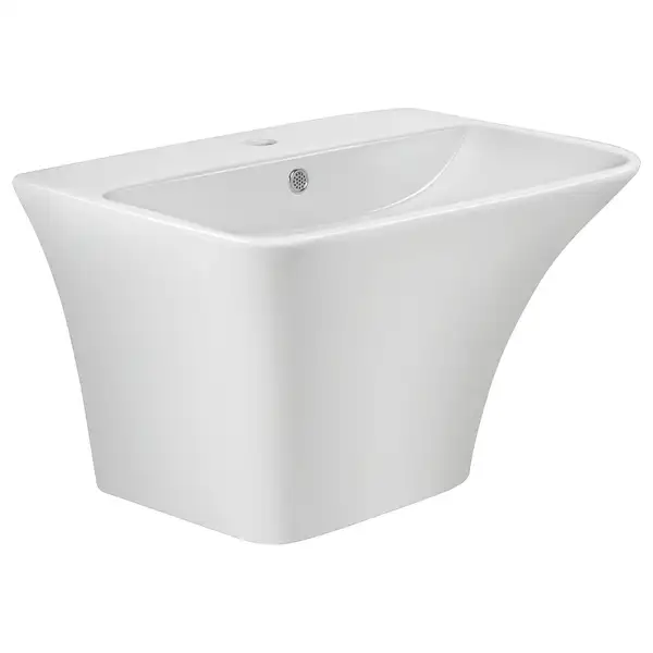 Раковина подвесная моноблок Qtap Crow 600х430х385 White с донным клапаном QT0511G835W