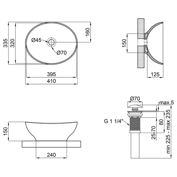 Раковина Qtap Dove 410х335х145 Matt black QT063078MBMB Раковина Qtap Dove 410х335х145 Matt black QT063078MBMB