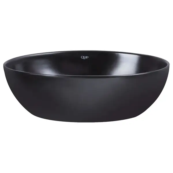 Раковина-чаша Qtap Leo 450х305х160 Matt black с донным клапаном QT1111A052MB