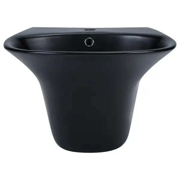 Раковина подвесная моноблок Qtap Virgo 550х430х400 Matt black с донным клапаном QT1811037GMB