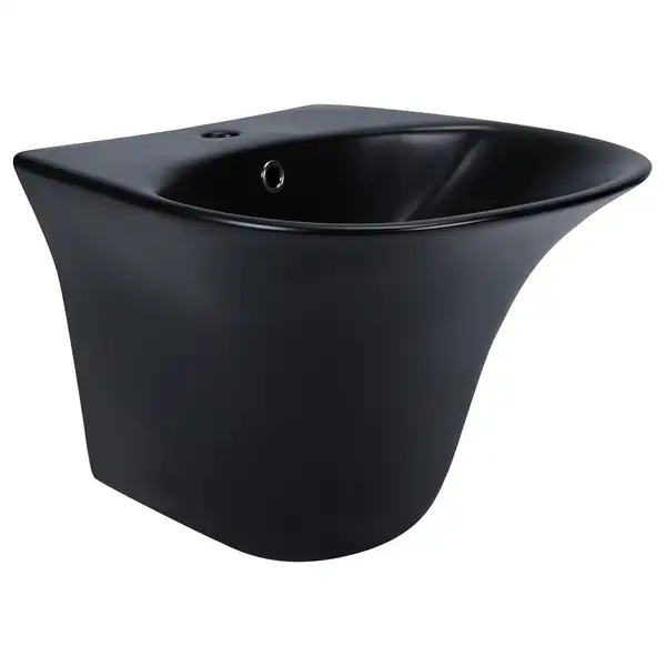 Раковина подвесная моноблок Qtap Virgo 550х430х400 Matt black с донным клапаном QT1811037GMB