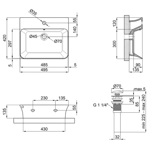 Раковина Qtap Virgo 485x410x125 White с донным клапаном QT18112258W Раковина Qtap Virgo 485x410x125 White с донным клапаном QT18112258W
