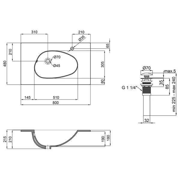 Раковина Qtap Virgo 800х480х167 White с донным клапаном QT1811FL8128BRW Раковина Qtap Virgo 800х480х167 White с донным клапаном QT1811FL8128BRW