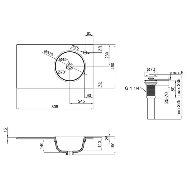 Раковина Qtap Virgo 800х460х300 White с донным клапаном QT1811FL8130ARRW Раковина Qtap Virgo 800х460х300 White с донным клапаном QT1811FL8130ARRW