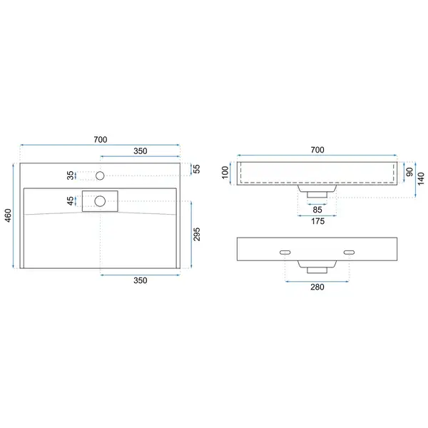 Умивальник GOYA REA 70см + Рама KPL-8902-8668 Умивальник GOYA REA 70см + Рама KPL-8902-8668