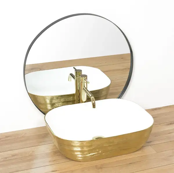Умывальник (раковина) REA FLORIA BRUSHED GOLD WHITE накладной (REA-U0027) Умывальник (раковина) REA FLORIA BRUSHED GOLD WHITE накладной (REA-U0027)