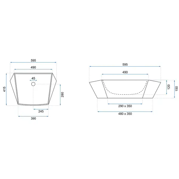 Умывальник (раковина) REA LUCY накладной белый (REA-U0159) Умывальник (раковина) REA LUCY накладной белый (REA-U0159)
