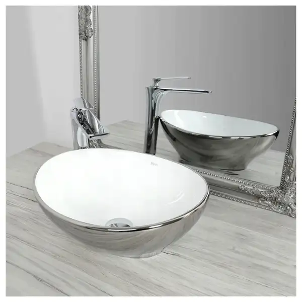 Умивальник (раковина) REA SOFIA SILVER / WHITE накладний сріблястий / білий (REA-U0420)