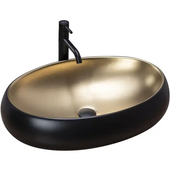 Умывальник (раковина) REA MELANIA BLACK / GOLD накладной черный (REA-U0469) Умывальник (раковина) REA MELANIA BLACK / GOLD накладной черный (REA-U0469)
