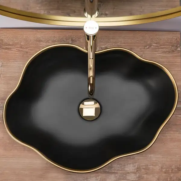 Умивальник (раковина) REA PEARL BLACK GOLD накладний чорний/золото (REA-U0692) Умивальник (раковина) REA PEARL BLACK GOLD накладний чорний/золото (REA-U0692)