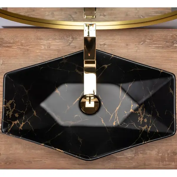 Умивальник (раковина) REA VEGAS MARBLE BLACK MAT накладний чорний (REA-U0994)