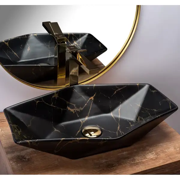 Умивальник (раковина) REA VEGAS MARBLE BLACK MAT накладний чорний (REA-U0994)