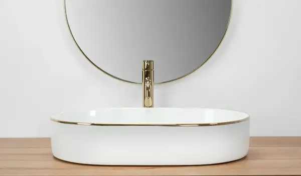 Умывальник (раковина) REA NADIA WHITE GOLD EDGE накладной (REA-U1063) Умывальник (раковина) REA NADIA WHITE GOLD EDGE накладной (REA-U1063)