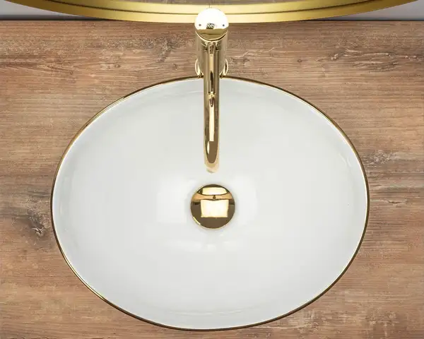 Rea Sofia Gold Edge Раковина накладная, белая с золотом (REA-U3287)