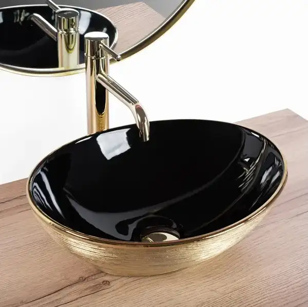 Умывальник (раковина) REA SOFIA BRUSHED GOLD BLACK накладной (REA-U3310) Умывальник (раковина) REA SOFIA BRUSHED GOLD BLACK накладной (REA-U3310)