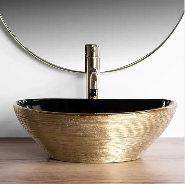 Умывальник (раковина) REA SOFIA BRUSHED GOLD BLACK накладной (REA-U3310) Умывальник (раковина) REA SOFIA BRUSHED GOLD BLACK накладной (REA-U3310)