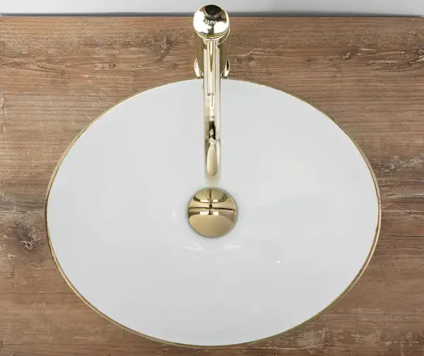 Умывальник (раковина) REA SOFIA BRUSHED GOLD WHITE накладной (REA-U3697)