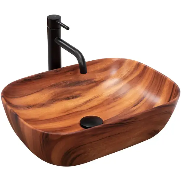Rea Belinda Wood Matt Умывальник накладной, черный матовый (REA-U5051) Rea Belinda Wood Matt Умывальник накладной, черный матовый (REA-U5051)