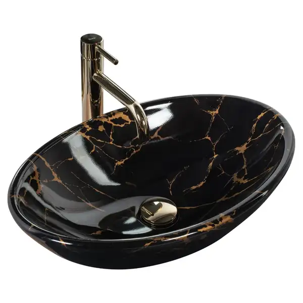 Умывальник (раковина) REA PAMELA BLACK MARBLE SHINY накладной (REA-U5067) Умывальник (раковина) REA PAMELA BLACK MARBLE SHINY накладной (REA-U5067)