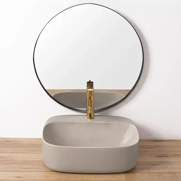 Умывальник (раковина) REA LUIZA 50 LIGHT GREY MATT накладной серый матовый (REA-U5601) Умывальник (раковина) REA LUIZA 50 LIGHT GREY MATT накладной серый матовый (REA-U5601)