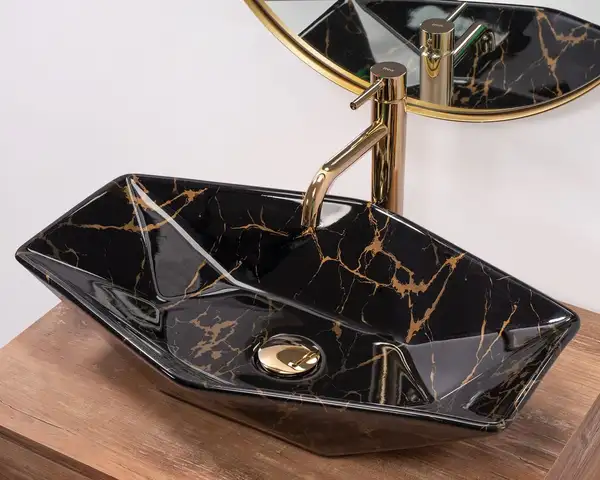 Умывальник (раковина) REA VEGAS BLACK MARBLE SHINY накладной черный (REA-U5603) Умывальник (раковина) REA VEGAS BLACK MARBLE SHINY накладной черный (REA-U5603)
