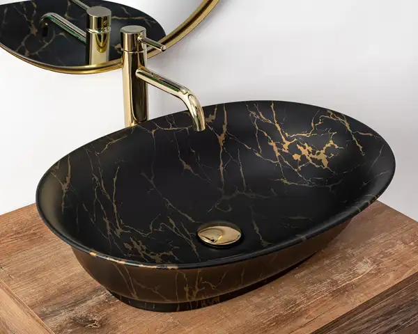 Rea Roma Умывальник накладной, черный матовый мрамор (REA-U5609) Rea Roma Умывальник накладной, черный матовый мрамор (REA-U5609)
