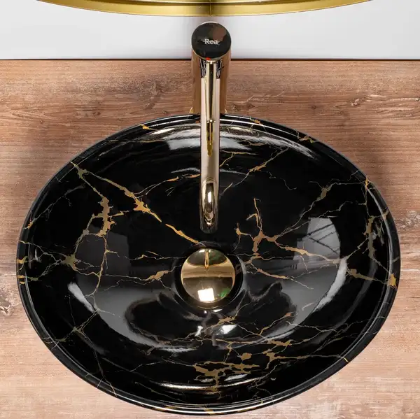 Rea Sofia Marble Black Умивальник накладний, чорний (REA-U5611)
