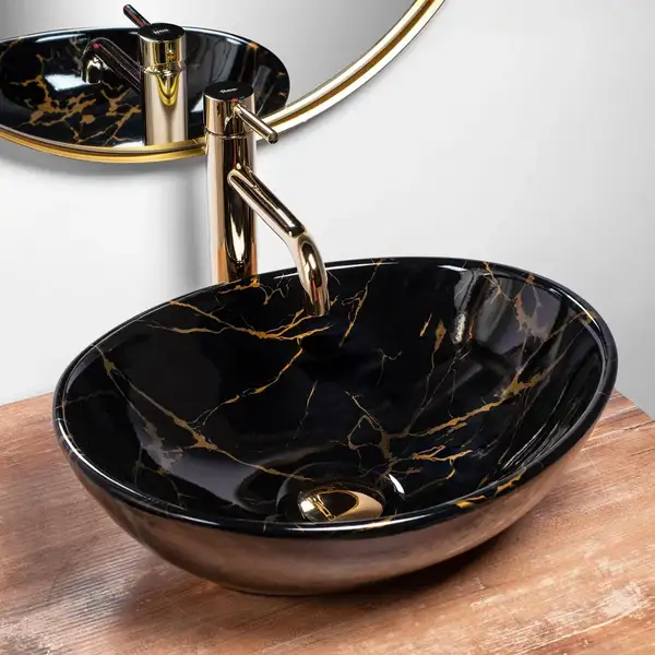 Rea Sofia Marble Black Умивальник накладний, чорний (REA-U5611)