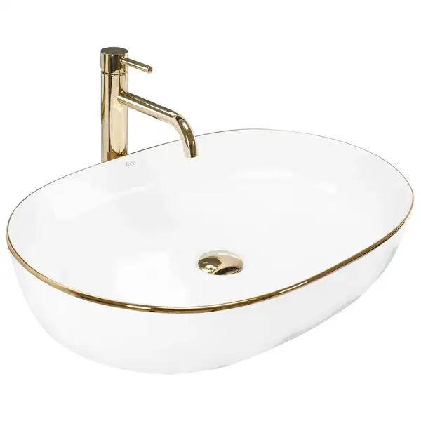 Умывальник (раковина) REA CLEO 61 WHITE GOLD EDGE накладний білий (REA-U6211) Умывальник (раковина) REA CLEO 61 WHITE GOLD EDGE накладний білий (REA-U6211)
