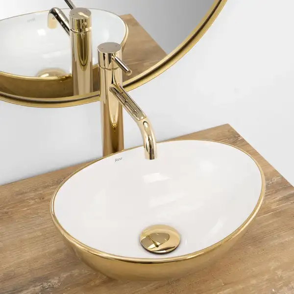 Умывальник (раковина) REA SOFIA MINI GOLD WHITE накладной (REA-U6334) Умывальник (раковина) REA SOFIA MINI GOLD WHITE накладной (REA-U6334)