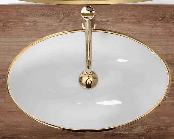 Rea Pamela Gold White Умивальник накладний, білий/золото (REA-U6345)