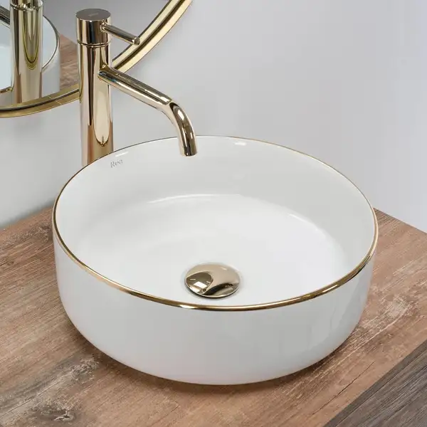 Rea SAMI GOLD EDGE Умивальник накладний, білий (REA-U6758)