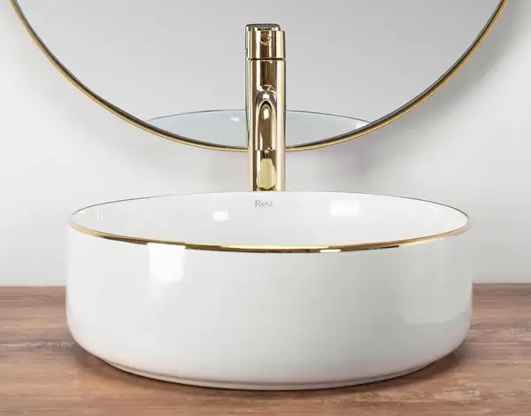 Rea SAMI GOLD EDGE Умивальник накладний, білий (REA-U6758)