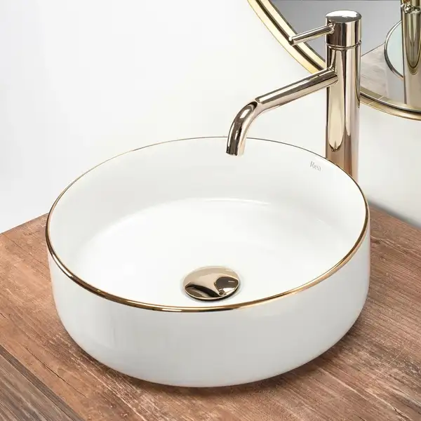 Rea SAMI GOLD EDGE Умивальник накладний, білий (REA-U6758)