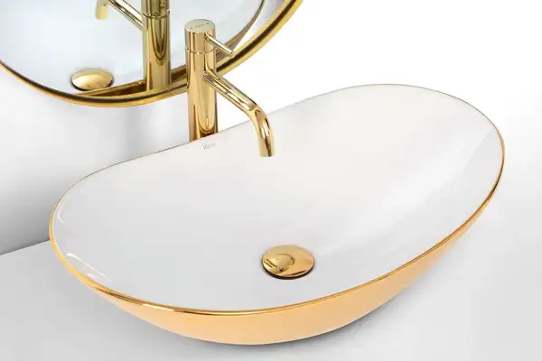 Умывальник (раковина) REA ROYAL GOLD WHITE накладной (REA-U7808) Умывальник (раковина) REA ROYAL GOLD WHITE накладной (REA-U7808)