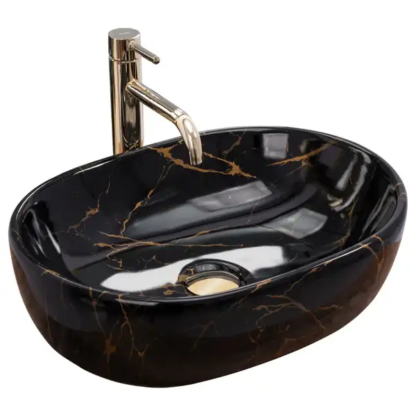 Умивальник (раковина) REA AMELIA BLACK MARBLE SHINY накладний чорний (REA-U8000) Умивальник (раковина) REA AMELIA BLACK MARBLE SHINY накладний чорний (REA-U8000)