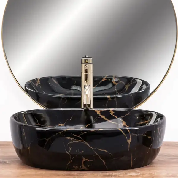 Умивальник (раковина) REA AMELIA BLACK MARBLE SHINY накладний чорний (REA-U8000) Умивальник (раковина) REA AMELIA BLACK MARBLE SHINY накладний чорний (REA-U8000)