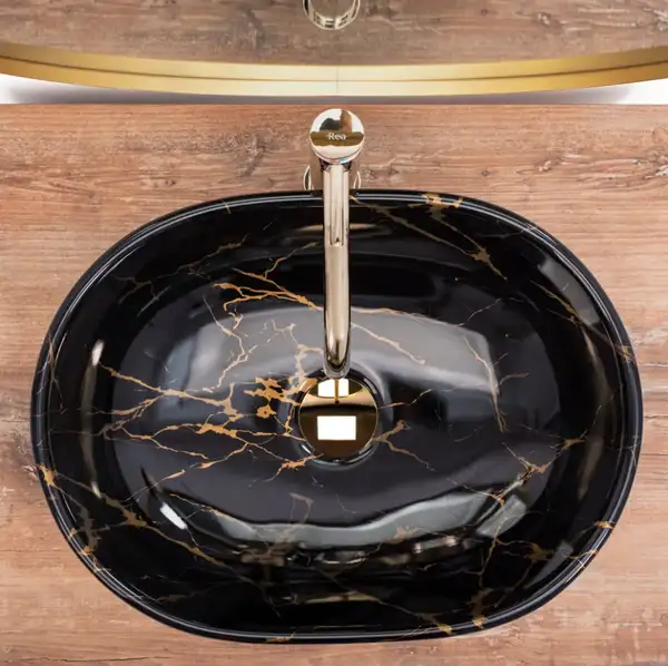 Умивальник (раковина) REA AMELIA BLACK MARBLE SHINY накладний чорний (REA-U8000) Умивальник (раковина) REA AMELIA BLACK MARBLE SHINY накладний чорний (REA-U8000)