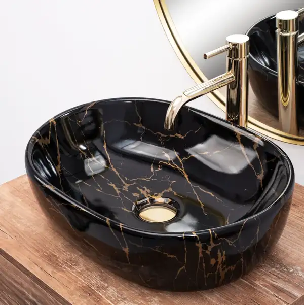 Умивальник (раковина) REA AMELIA BLACK MARBLE SHINY накладний чорний (REA-U8000) Умивальник (раковина) REA AMELIA BLACK MARBLE SHINY накладний чорний (REA-U8000)