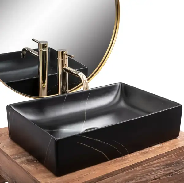 Умывальник (раковина) REA INGA BLACK MARBLE MATT накладной (REA-U8006) Умывальник (раковина) REA INGA BLACK MARBLE MATT накладной (REA-U8006)