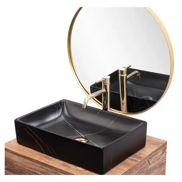 Умывальник (раковина) REA INGA BLACK MARBLE MATT накладной (REA-U8006) Умывальник (раковина) REA INGA BLACK MARBLE MATT накладной (REA-U8006)