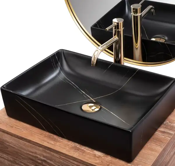 Умывальник (раковина) REA INGA BLACK MARBLE MATT накладной (REA-U8006) Умывальник (раковина) REA INGA BLACK MARBLE MATT накладной (REA-U8006)