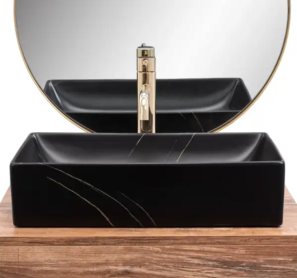 Умывальник (раковина) REA INGA BLACK MARBLE MATT накладной (REA-U8006) Умывальник (раковина) REA INGA BLACK MARBLE MATT накладной (REA-U8006)