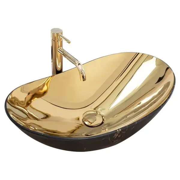 Умывальник (раковина) REA ROYAL IN GOLD MARBLE BLACK MATТ накладной (REA-U8007) Умывальник (раковина) REA ROYAL IN GOLD MARBLE BLACK MATТ накладной (REA-U8007)