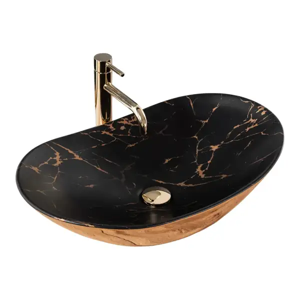 Умывальник (раковина) REA ROYAL IN BLACK MARBLE GOLD накладной (REA-U8008) Умывальник (раковина) REA ROYAL IN BLACK MARBLE GOLD накладной (REA-U8008)